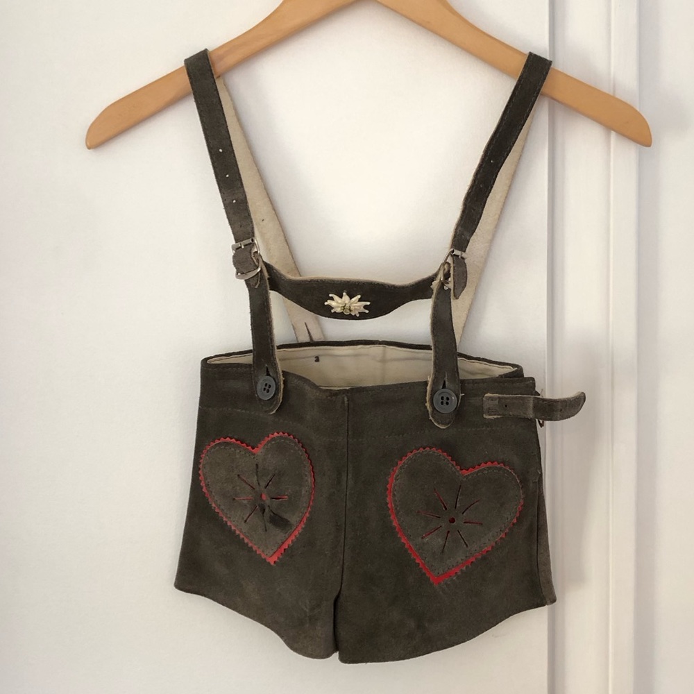 Authentic, leather, vintage, kids lederhosen, about size 4, bought in Germany